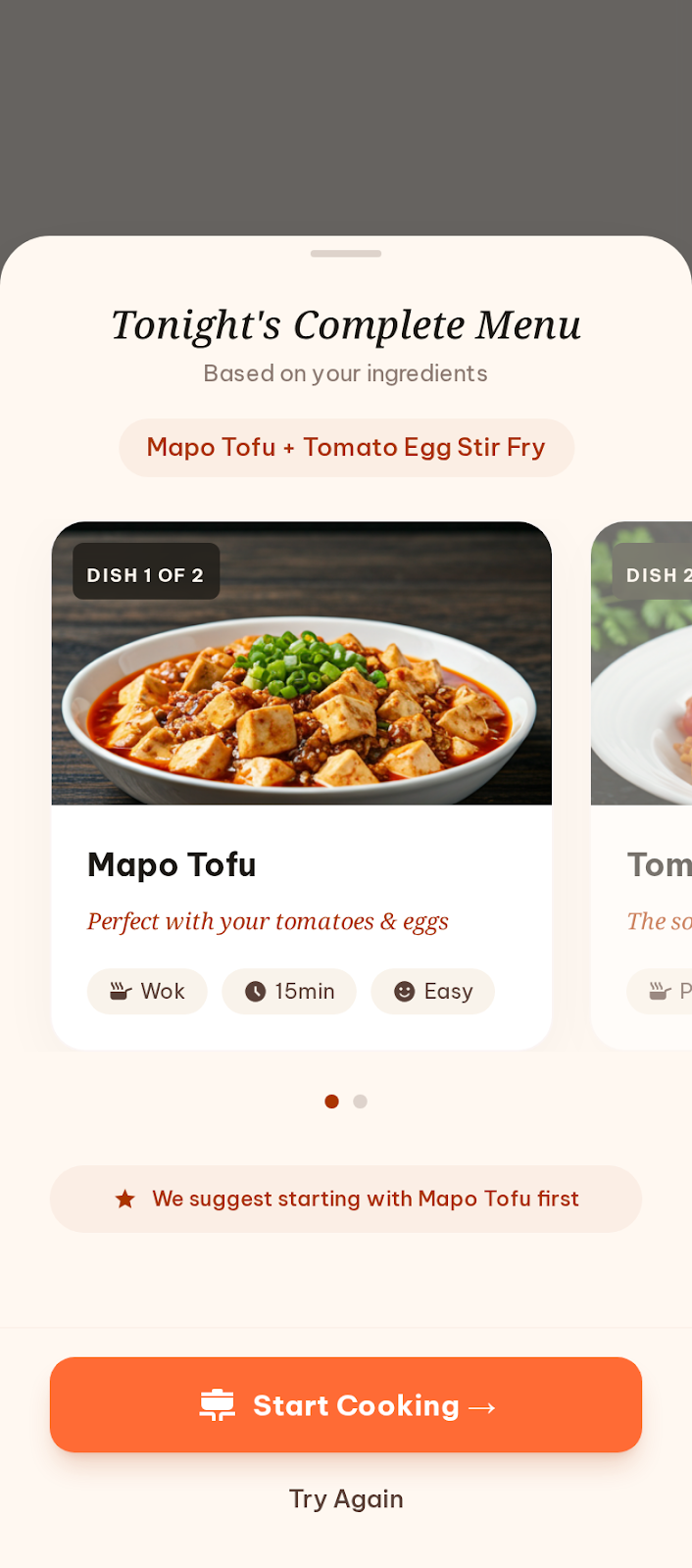 Recipe Recommendations Modal